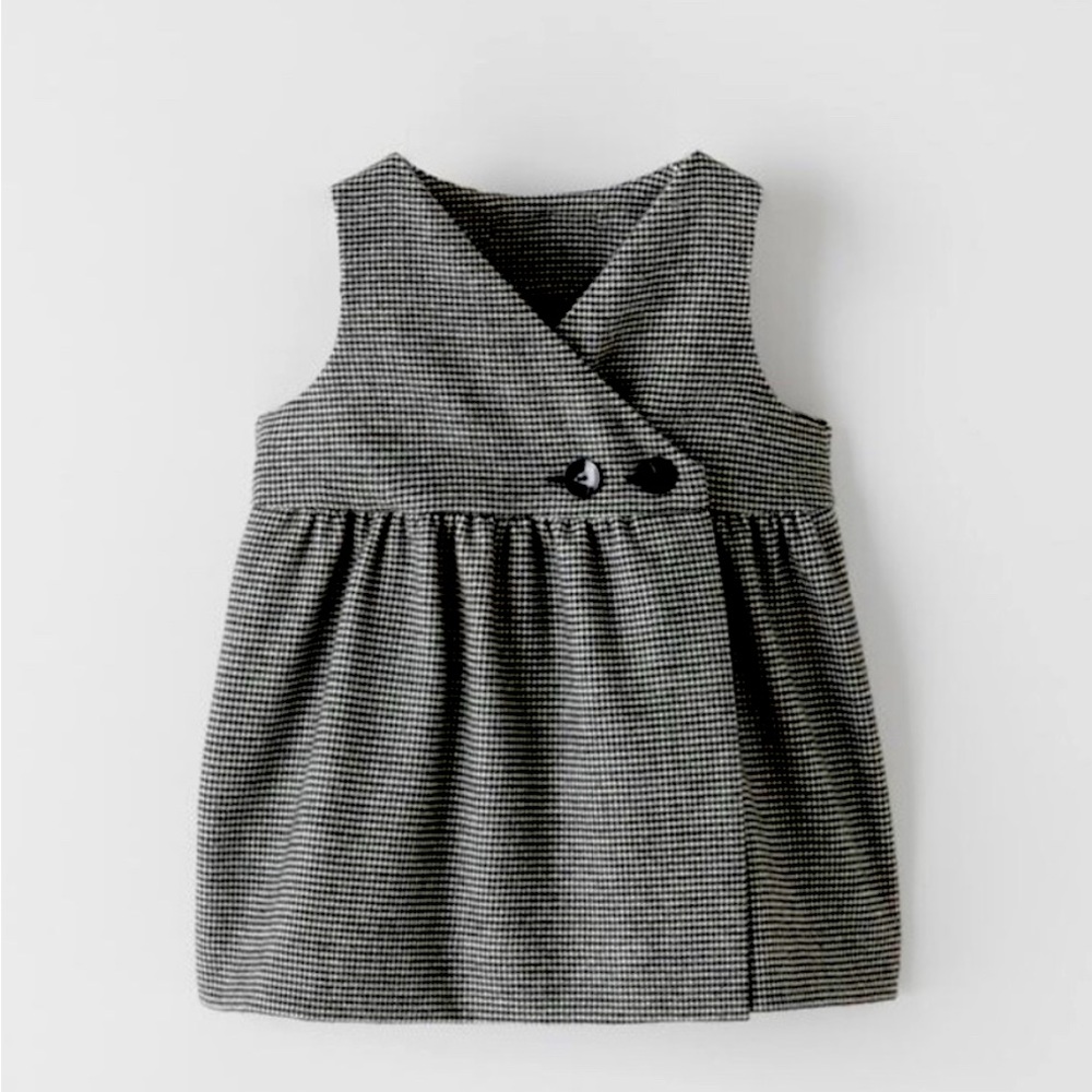 ZARA 2-3Y Houndstooth Pinafore Wrap Dress